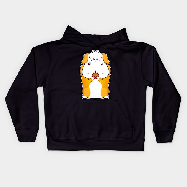 Cute Guinea Pig Gift Women Eating Cookie Guinea Pig Kids Hoodie by PomegranatePower